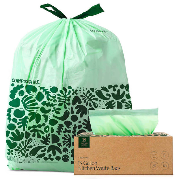 Compostable 13-Gallon Trash Bags – Cleanomic