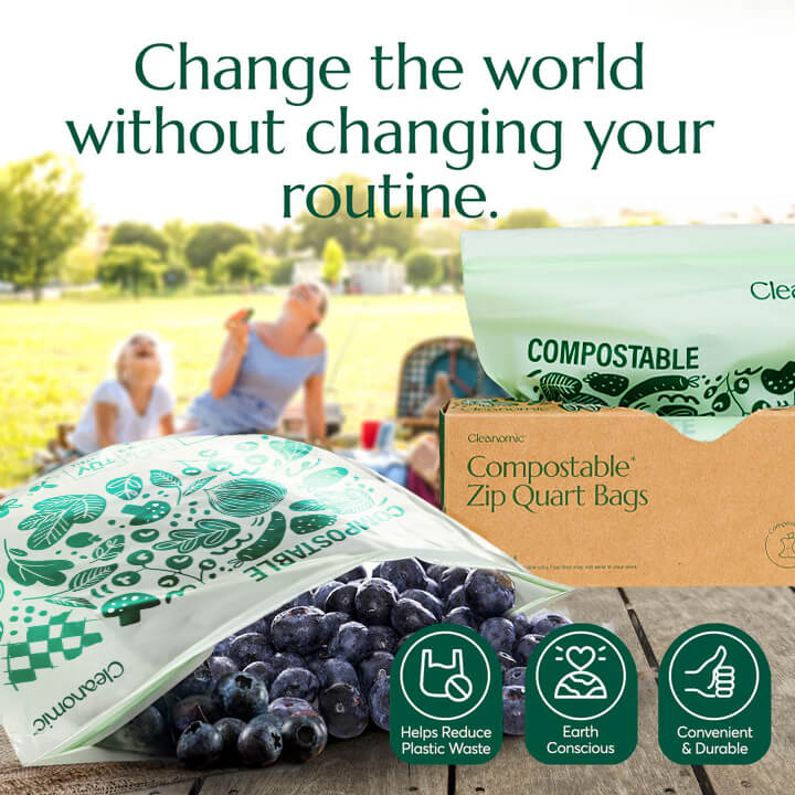 Compostable* Zip Quart Bags – Cleanomic