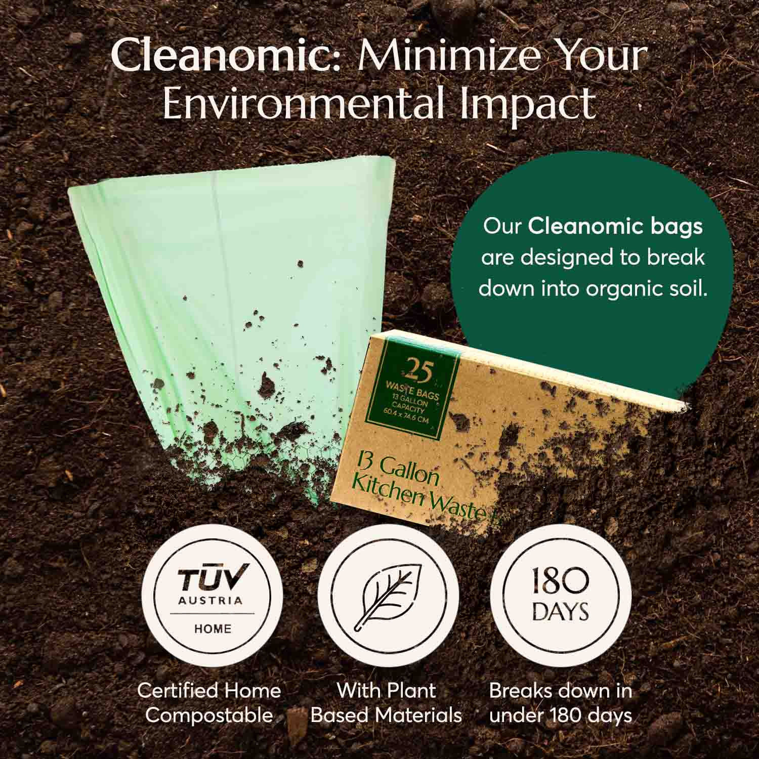 Compostable* 13-Gallon Trash Bags – Cleanomic