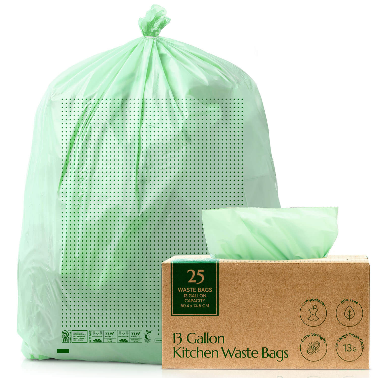 Compostable* 13Gallon Trash Bags Cleanomic