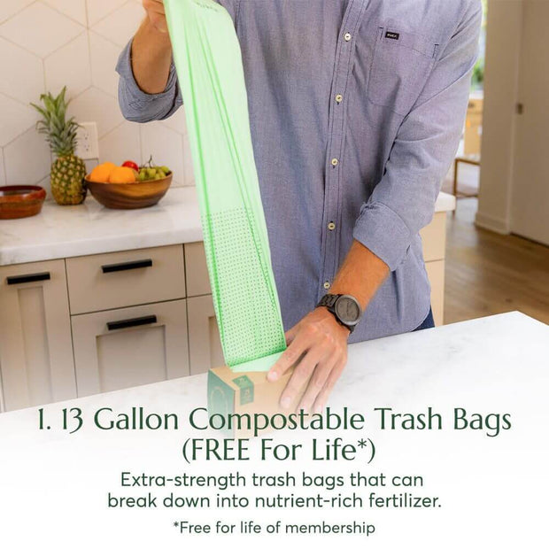 Cleanomic Compostable* Quart Size Food Storage Bags (25 Eco Zip) Freezer and Leak Proof, Also Available Gallon, Snack and Sandwich Size Bags
