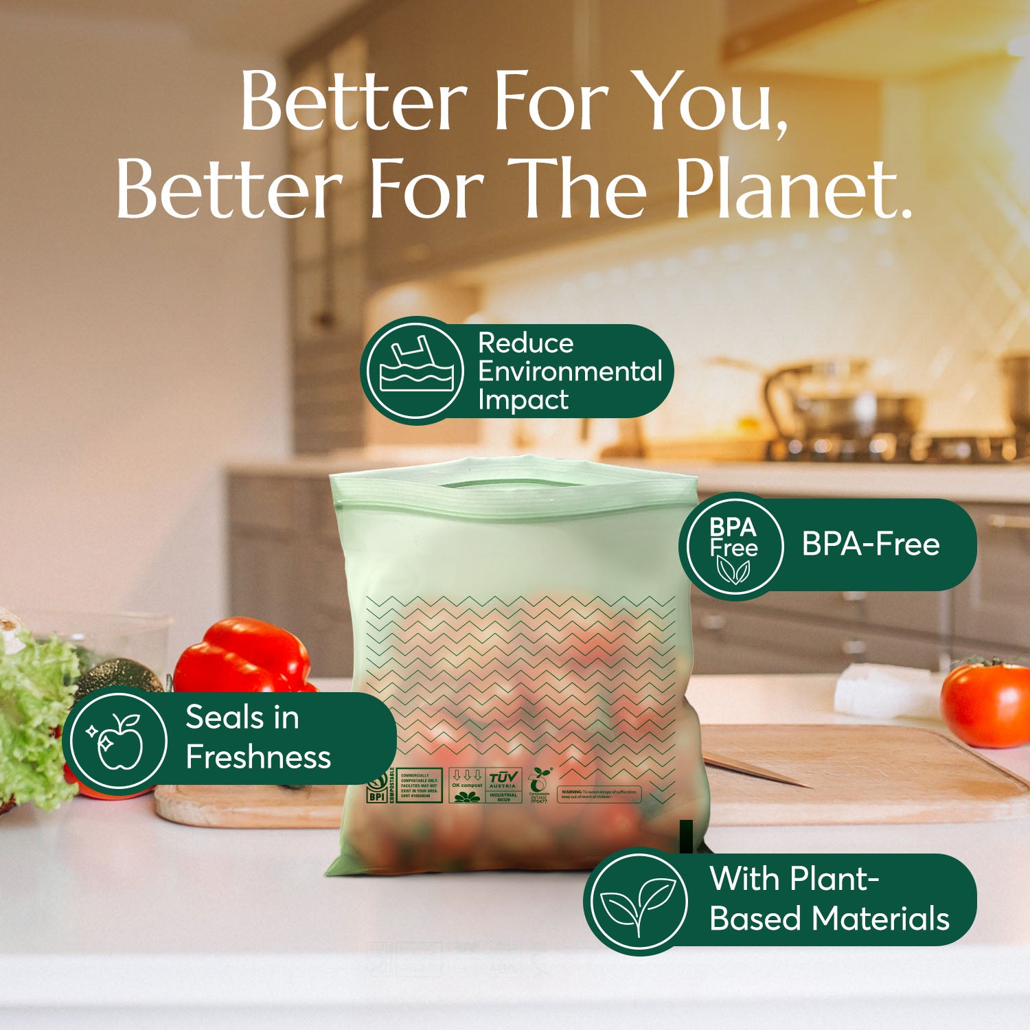 Compostable* Zip Quart Bags Cleanomic