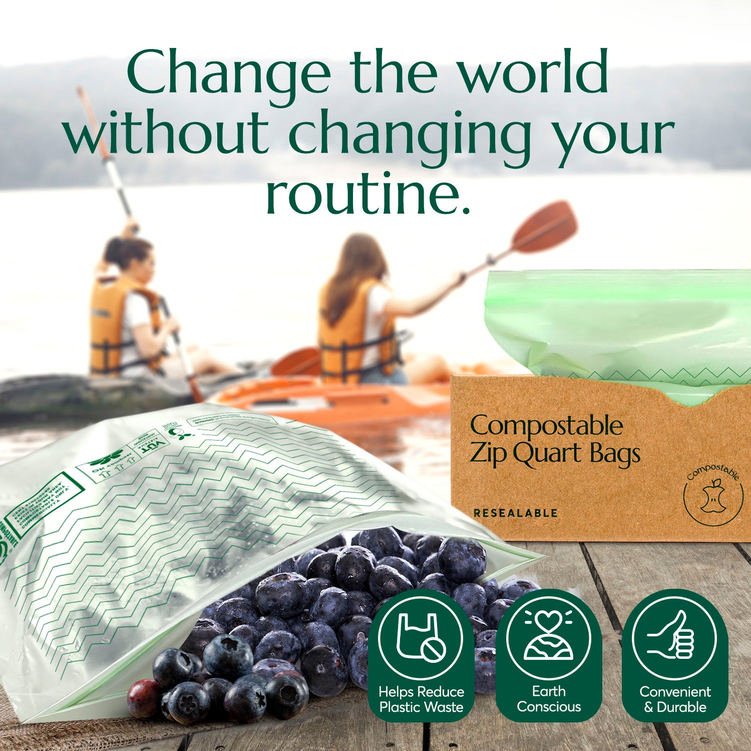 Compostable* Zip Quart Bags Cleanomic