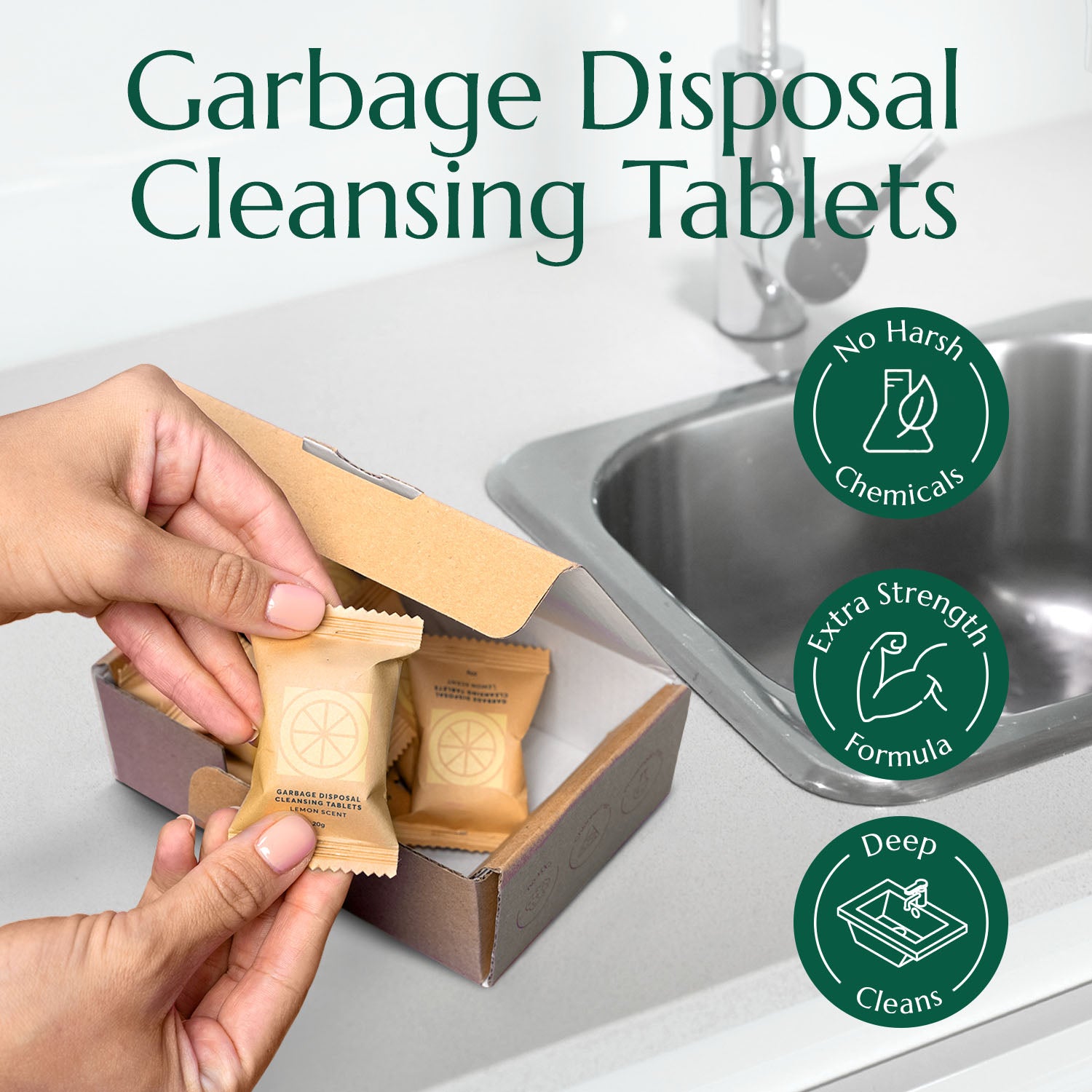 Cleanomic Logo CLEANOMIC Garbage Disposal Cleaner Tablets - Lemon Scented, Foaming ...