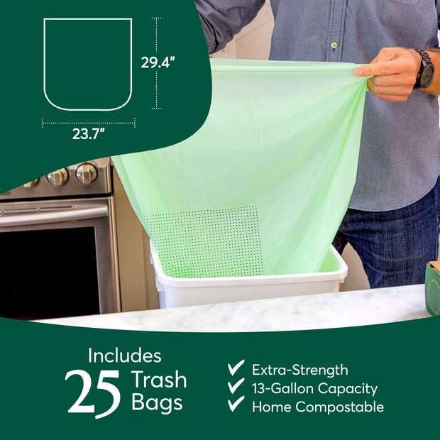 GreFusion Compostable Trash Bags 21 gallon,20 Count,Extra Thick 1.28  Mills,Fits13-25 gallon trash can, Extra Strong and Durable,Compostable Lawn  