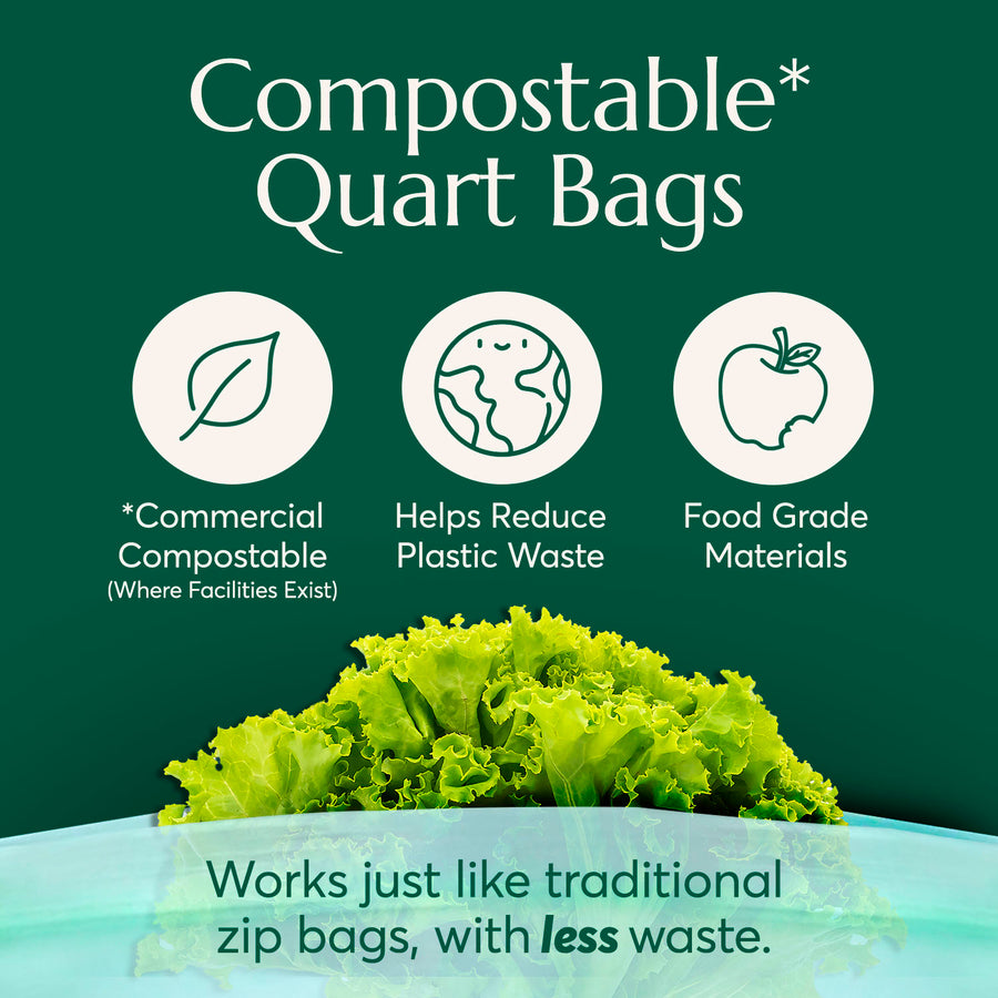 Compostable* Zip Quart Bags – Cleanomic